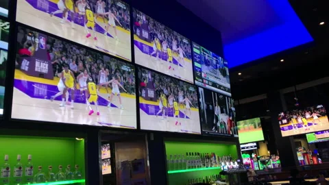 Lebron James Passes Kareem As NBA Leading Scorer on Tv's in Sports Bar Stock Footage 232621942