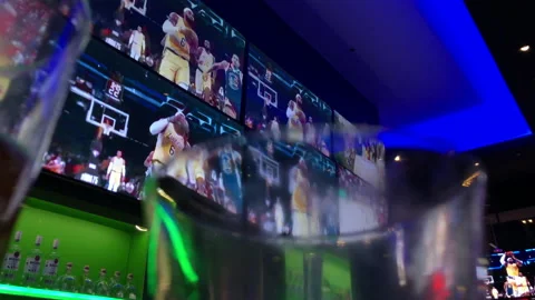 Lebron James Passes Kareem As NBA Leading Scorer on Tv's in Sports Bar Stock Footage 232625552