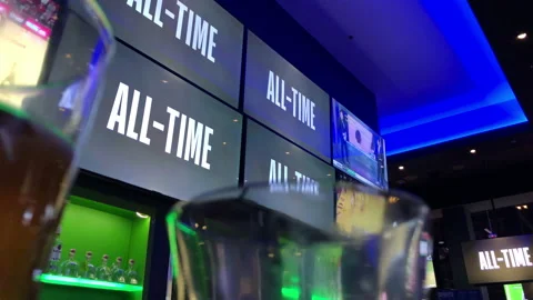Lebron James Passes Kareem As NBA Leading Scorer on Tv's in Sports Bar Stock Footage 232630618