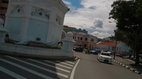 Lebuh Pantai's Intersection to Queen Victoria Memorial Clock Tower Stock Footage 48134935