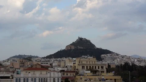 Lecabetus view a cloudy evening Stock Footage 92983498