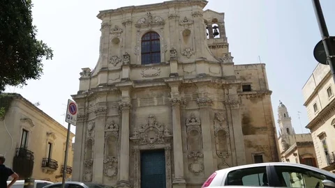 LECCE, ITALY - August 21, 2017 St. Clare church 库存影片 80095032