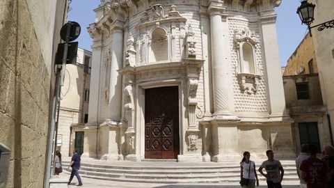 LECCE, ITALY - August 21, 2017 St. Matthew Church Stock Footage 80095112