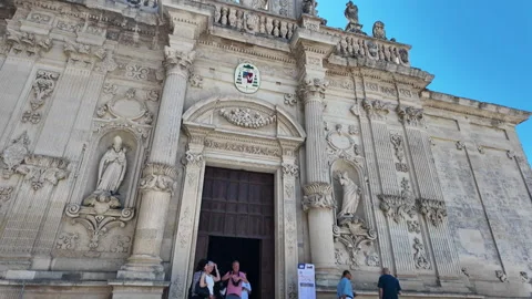 Lecce, Italy. The main facade of the Cathedral of Santa Maria Assunta or Duomo Stock Footage 335975772