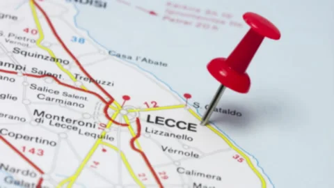 LECCE on a map Stock Footage 176937817