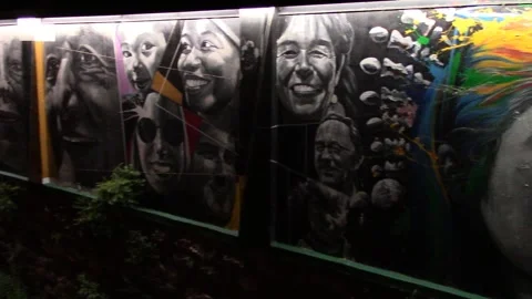 Lecco by night, murales Vídeo Stock 140938776