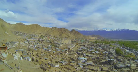Lech view from the lower terrace of the palace Namgyal Stock Footage 48350017