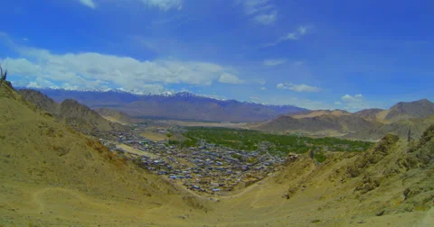 Lech view from the upper terrace of the palace Namgyal Stock Footage 48347800