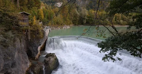 Lechfall river dam waterfall in Fussen, Germany 스톡 동영상 339263968