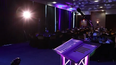 Lectern at the front of a stage Stock Footage 227150815