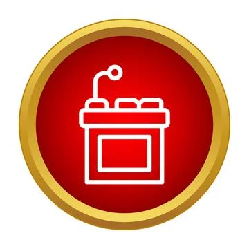 Lectern with microphone icon for public speaking Stock Illustration