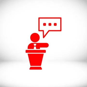 Lectern with microphone icon stock vector illustration flat design Stock Illustration