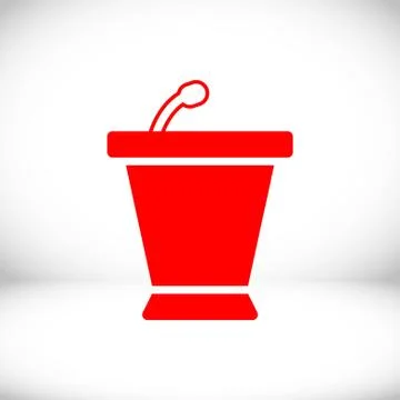 Lectern with microphone icon stock vector illustration flat design Stock Illustration