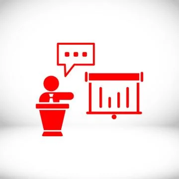 Lectern with microphone icon stock vector illustration flat design Stock Illustration
