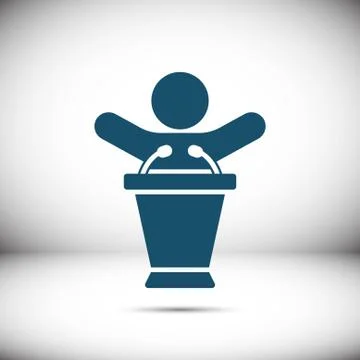 Lectern with microphone icon stock vector illustration flat design Stock Illustration