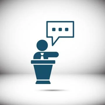 Lectern with microphone icon stock vector illustration flat design Stock Illustration