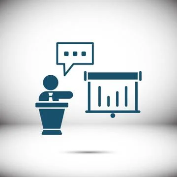 Lectern with microphone icon stock vector illustration flat design Stock Illustration