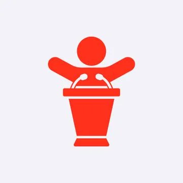 Lectern with microphone icon stock vector illustration flat design Stock Illustration