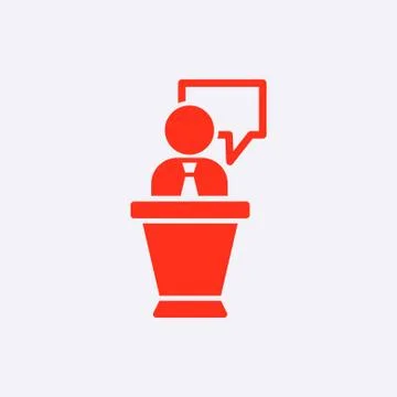 Lectern with microphone icon stock vector illustration flat design Stock Illustration
