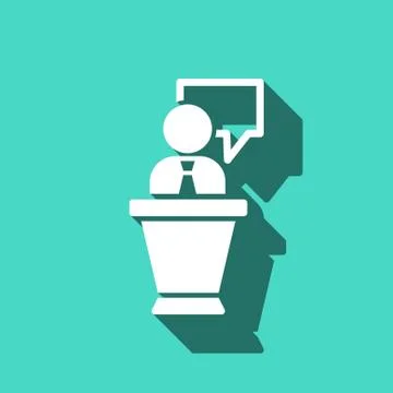 Lectern with microphone icon stock vector illustration flat design Stock Illustration