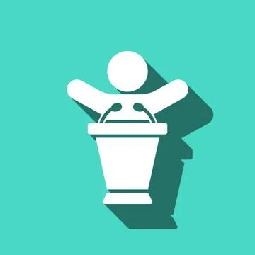 Lectern with microphone icon stock vector illustration flat design Stock Illustration