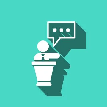 Lectern with microphone icon stock vector illustration flat design Stock Illustration
