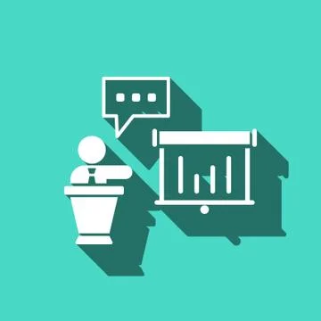 Lectern with microphone icon stock vector illustration flat design Stock Illustration