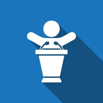 Lectern with microphone icon stock vector illustration flat design Stock Illustration