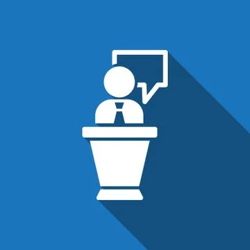 Lectern with microphone icon stock vector illustration flat design Stock Illustration