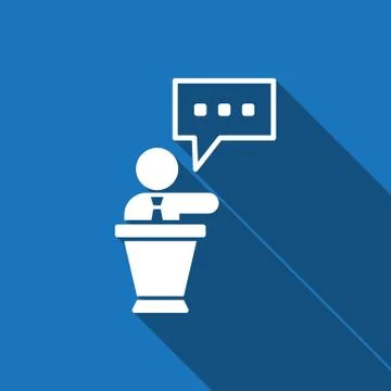Lectern with microphone icon stock vector illustration flat design Stock Illustration