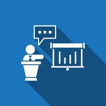 Lectern with microphone icon stock vector illustration flat design Stock Illustration