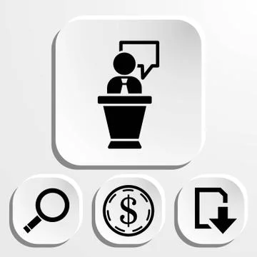 Lectern with microphone icon stock vector illustration flat design Stock Illustration