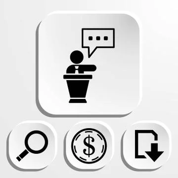 Lectern with microphone icon stock vector illustration flat design Stock Illustration