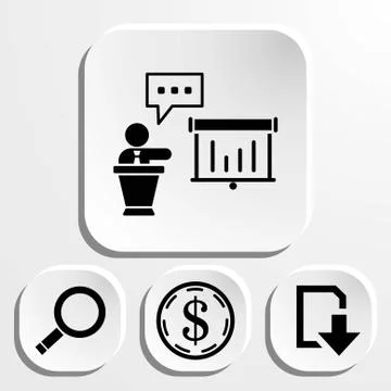 Lectern with microphone icon stock vector illustration flat design Stock Illustration