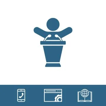 Lectern with microphone icon stock vector illustration flat design Stock Illustration