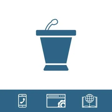 Lectern with microphone icon stock vector illustration flat design Stock Illustration