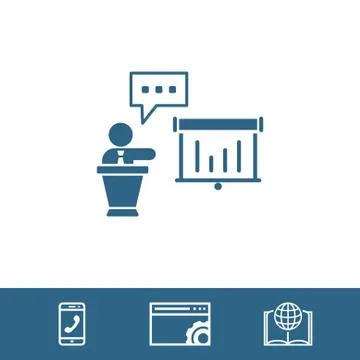 Lectern with microphone icon stock vector illustration flat design Stock Illustration