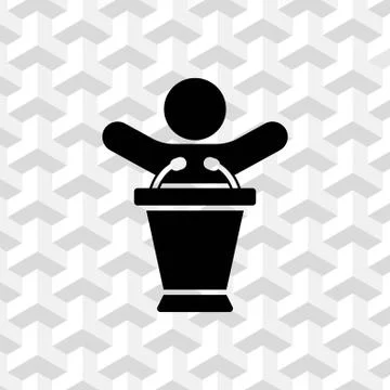 Lectern with microphone icon stock vector illustration flat design Stock Illustration