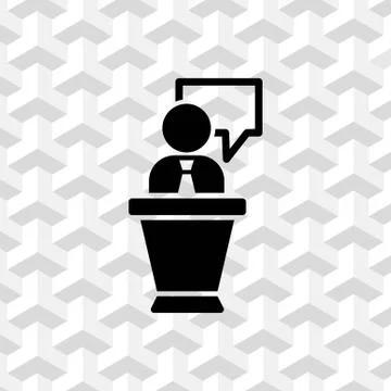 Lectern with microphone icon stock vector illustration flat design Stock Illustration