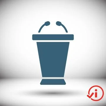 Lectern with microphone icon stock vector illustration flat design Stock Illustration