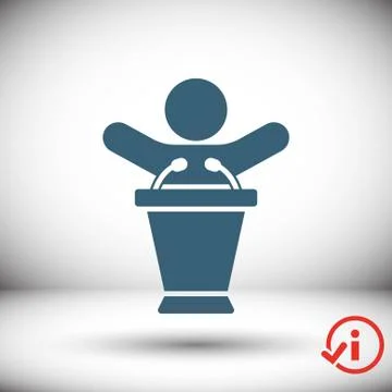 Lectern with microphone icon stock vector illustration flat design Stock Illustration