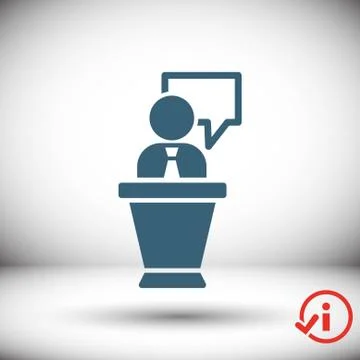 Lectern with microphone icon stock vector illustration flat design Stock Illustration