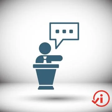 Lectern with microphone icon stock vector illustration flat design Stock Illustration