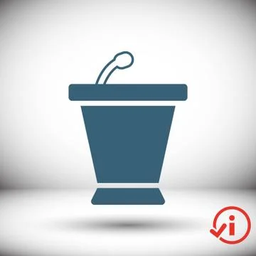 Lectern with microphone icon stock vector illustration flat design Stock Illustration