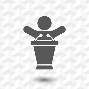 Lectern with microphone icon stock vector illustration flat design Stock Illustration