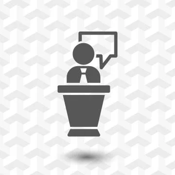 Lectern with microphone icon stock vector illustration flat design Stock Illustration