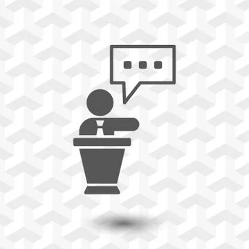 Lectern with microphone icon stock vector illustration flat design Stock Illustration