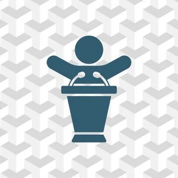 Lectern with microphone icon stock vector illustration flat design Stock Illustration