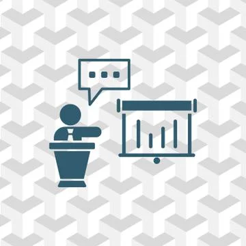 Lectern with microphone icon stock vector illustration flat design Stock Illustration
