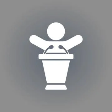 Lectern with microphone icon stock vector illustration flat design Stock Illustration